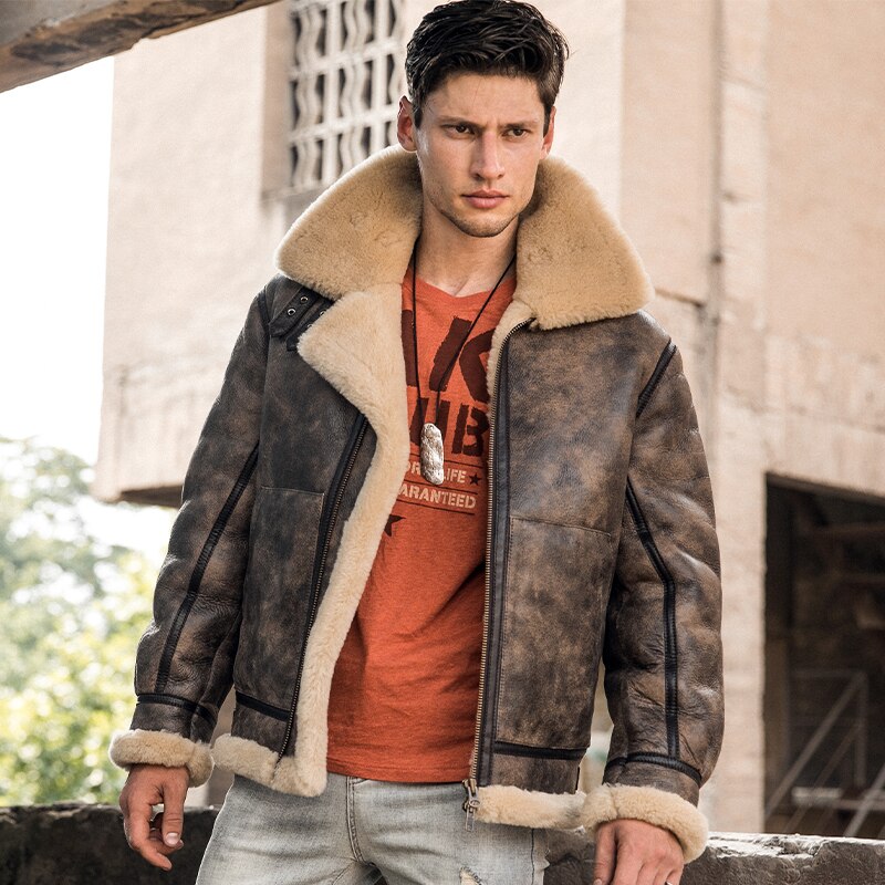 Genuine Leather Coat Shearling Bombers