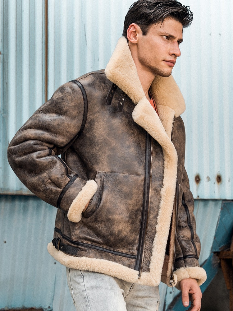 Genuine Leather Coat Shearling Bombers