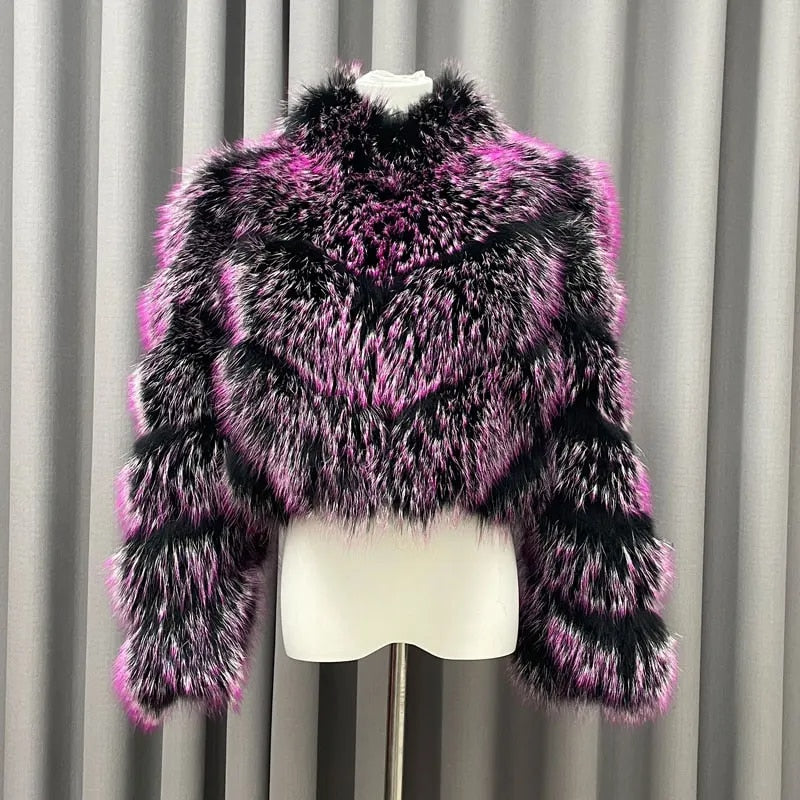 Pattern Dyed Real Fur Coats