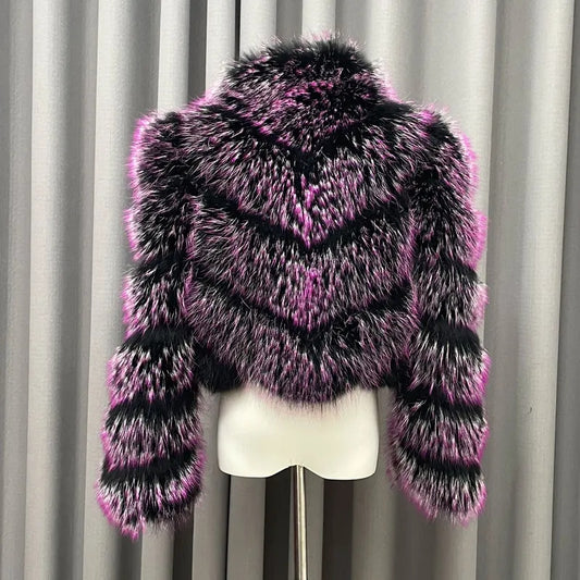 Pattern Dyed Real Fur Coats