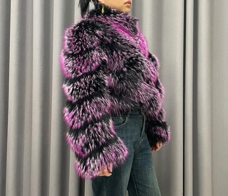 Pattern Dyed Real Fur Coats