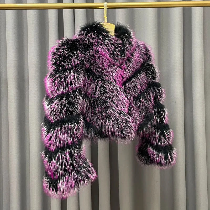 Pattern Dyed Real Fur Coats