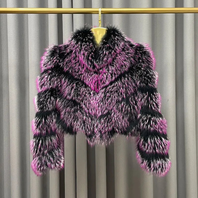 Pattern Dyed Real Fur Coats