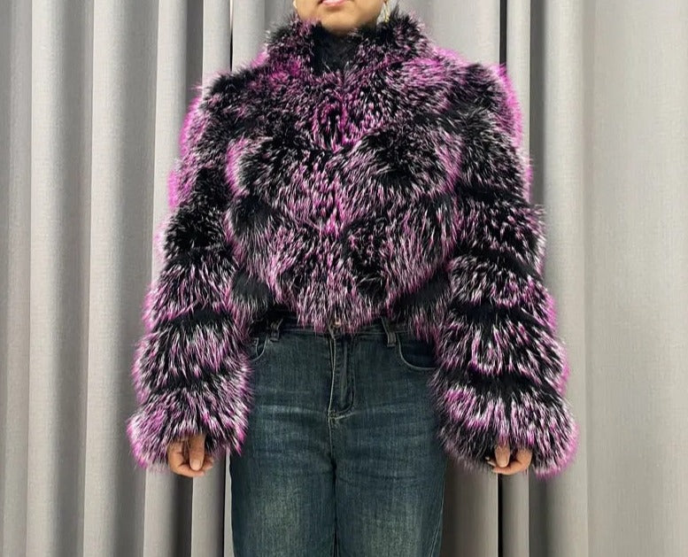 Pattern Dyed Real Fur Coats