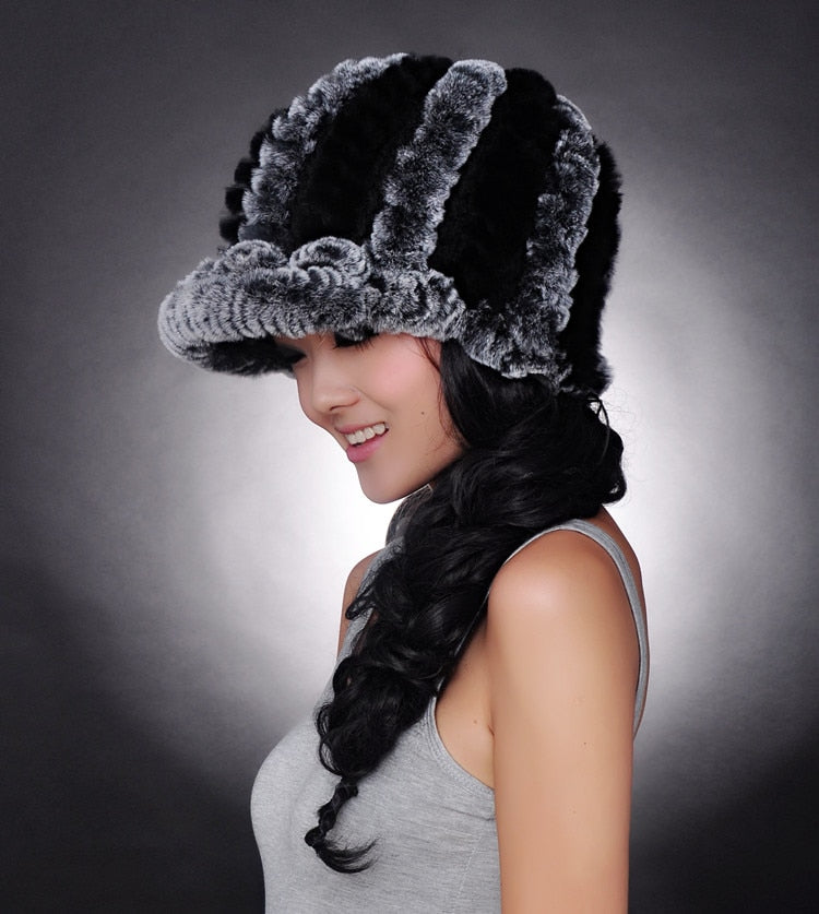 Rex Rabbit Fur Knitted Caps