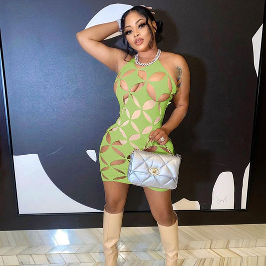 Diamond Hollow Cut Mini Dresses