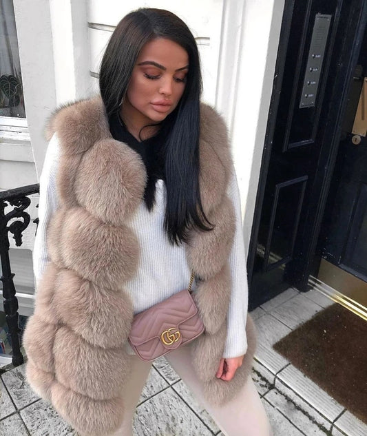 Pattern Real Fox Fur Vests