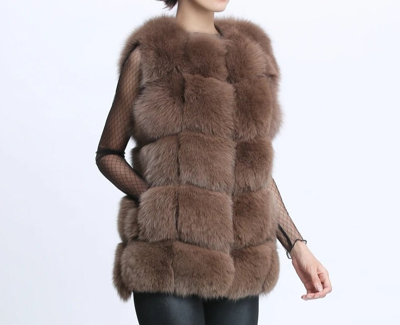 Pattern Real Fox Fur Vests