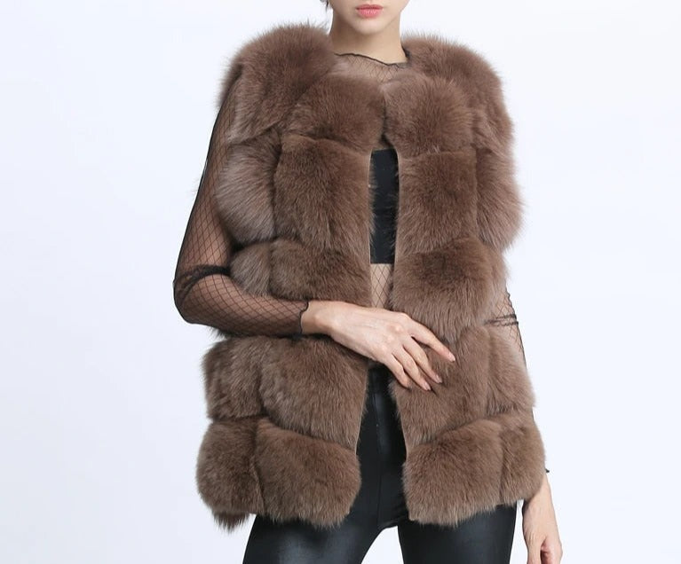 Pattern Real Fox Fur Vests