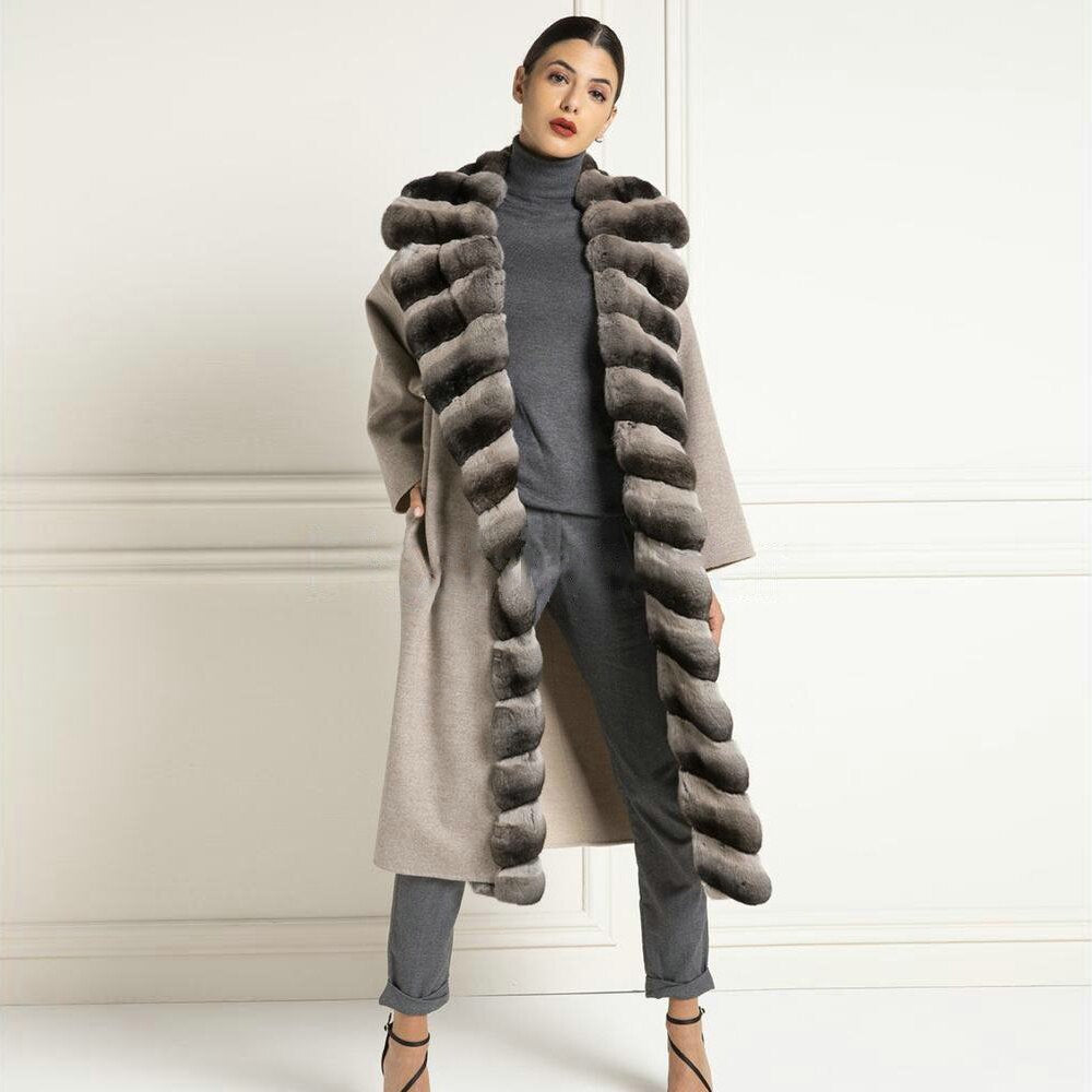 Genuine Fur Long Collar Overcoats