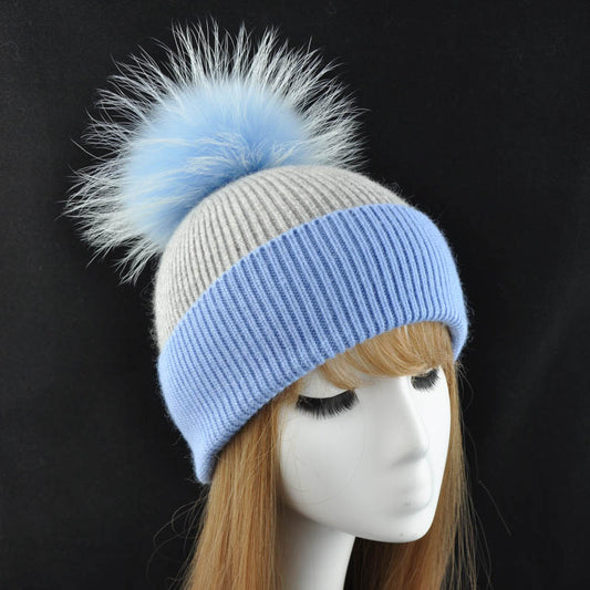 Real Fur Pom Pom Wool Knitted Beanies