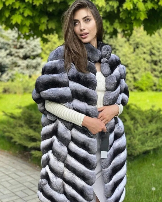 Real Fur Vest Mid-Length Chinchilla Style