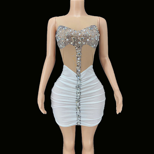 Rhinestones Sleeveless Mini Dresses