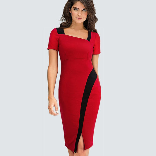 Patchwork Split Color-block Bodycon Dresses