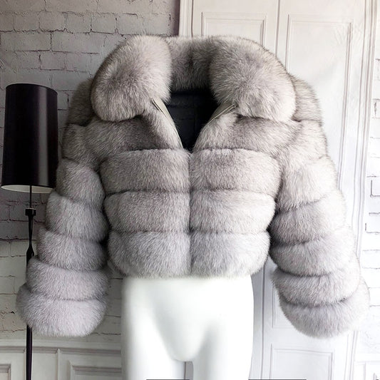 Genuine Leather Real Fur Cropped Coats