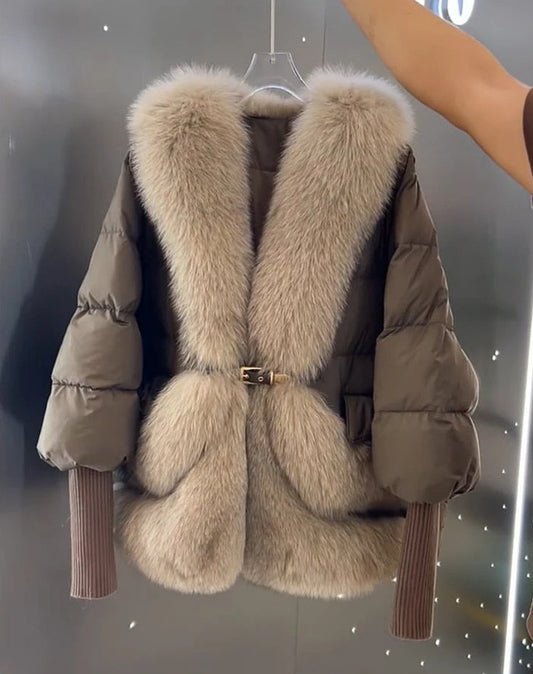 Real Goose Down Puffer Jackets Real Fox Collar