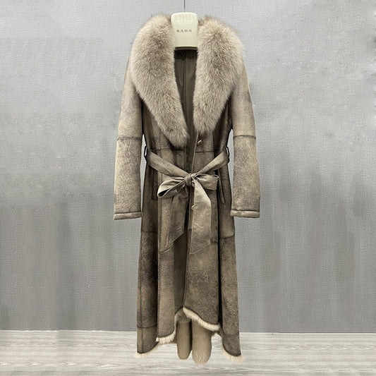 Genuine Leather Big Fur Collar & Fur Liner XLong Coats