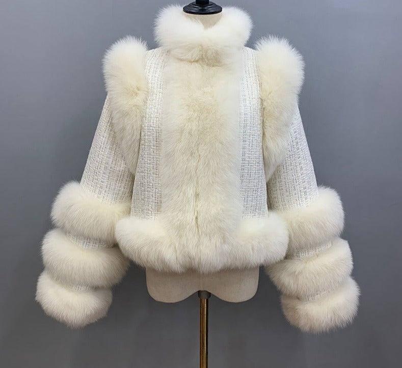 Fur Trim Wool Short Coats