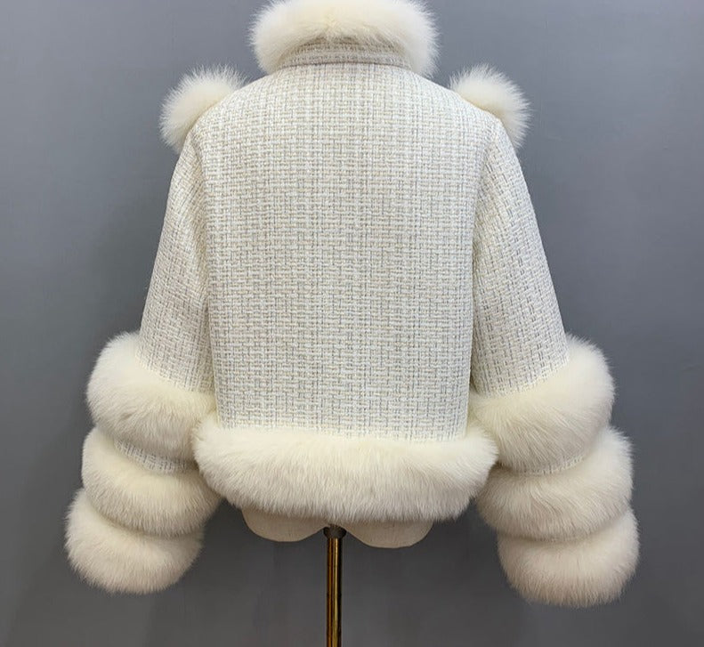 Fur Trim Wool Short Coats