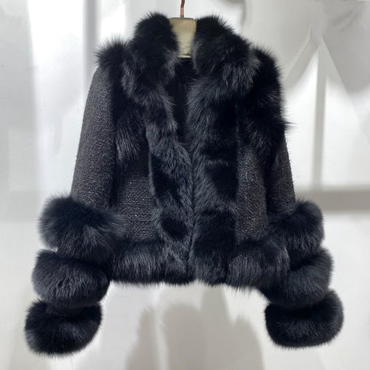 Fur Trim Wool Short Coats