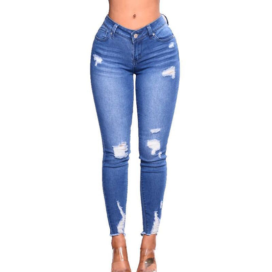 High Waist Multi Ripped Tight Jeans