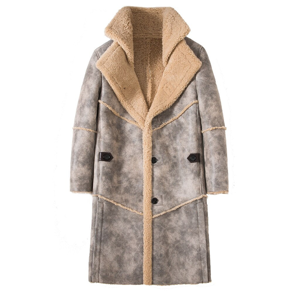 Jungle Brown Real Shearling Fur Long Coat
