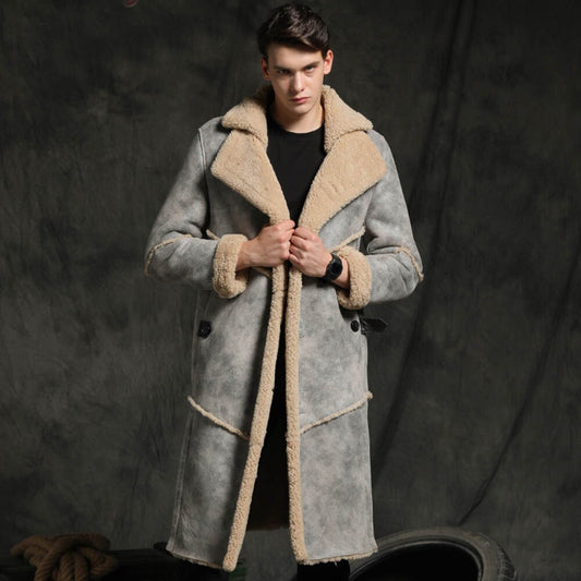 Jungle Brown Real Shearling Fur Long Coat