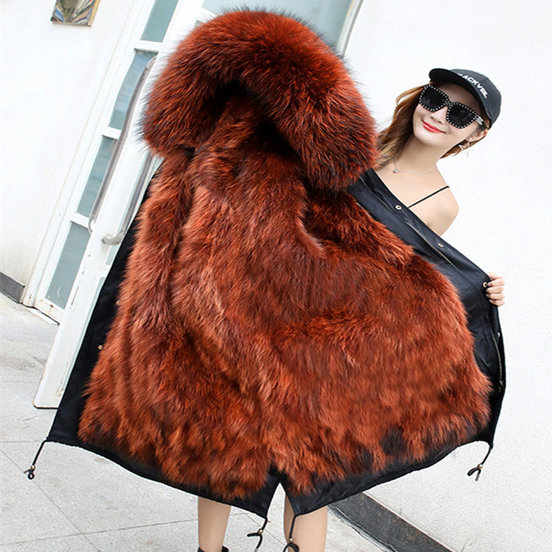 Real Fox Fur Liner and Parka X-long Coats