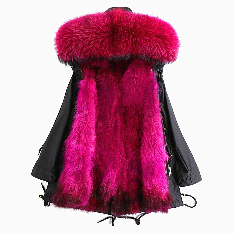 Real Fox Fur Liner and Parka X-long Coats