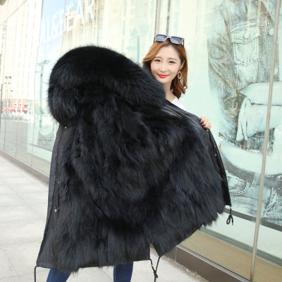 Real Fox Fur Liner and Parka X-long Coats