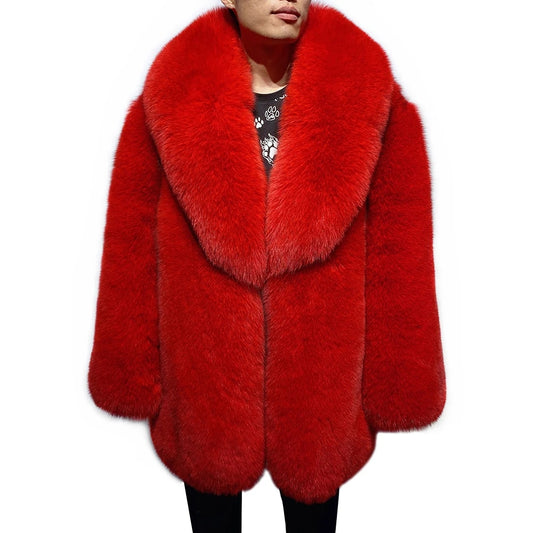 Big Collar Natural Real Fox Fur Coats Long