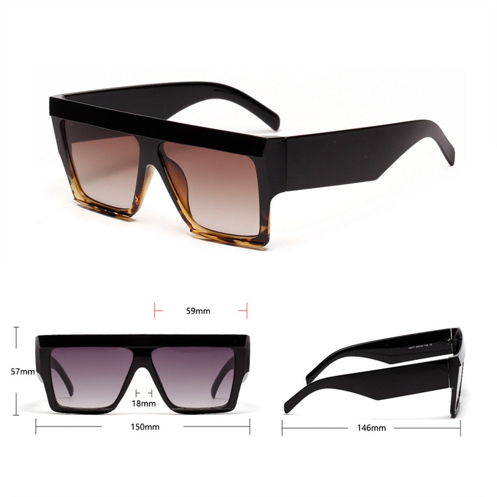 Translucent Square Oversized Flat Top Sunglasses
