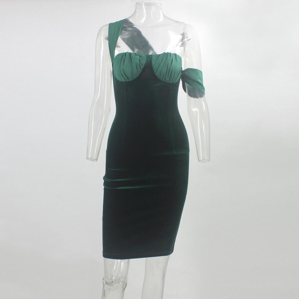 Green Off the Shoulder Strapless Patchwork Backless Mini Dress