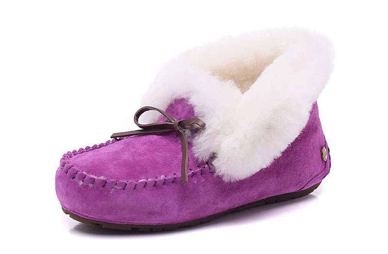 Genuine Leather Real Shearling Fur Moccasins Loafers