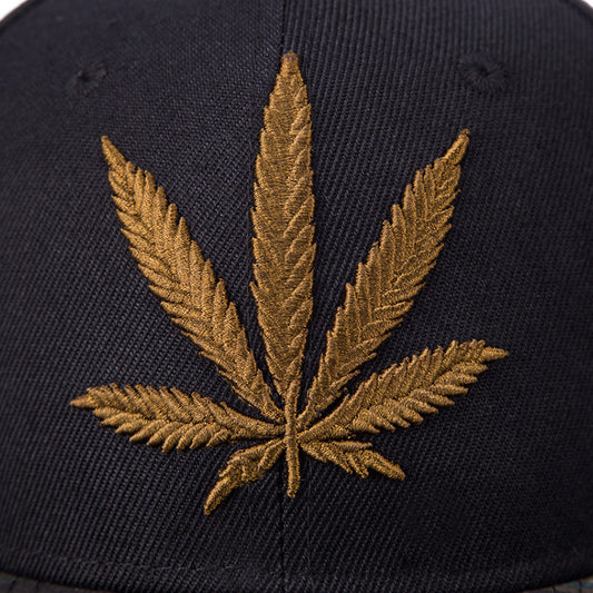 Weed Leaf 3D Embroidery Flat brimmed Snapback's