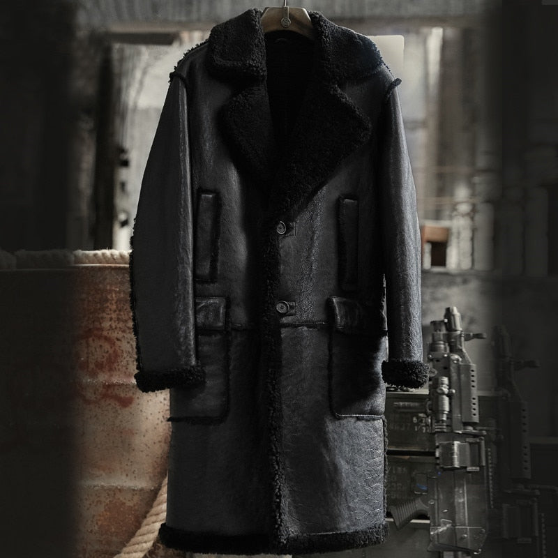 Genuine Leather Shearling Fur Long Coats