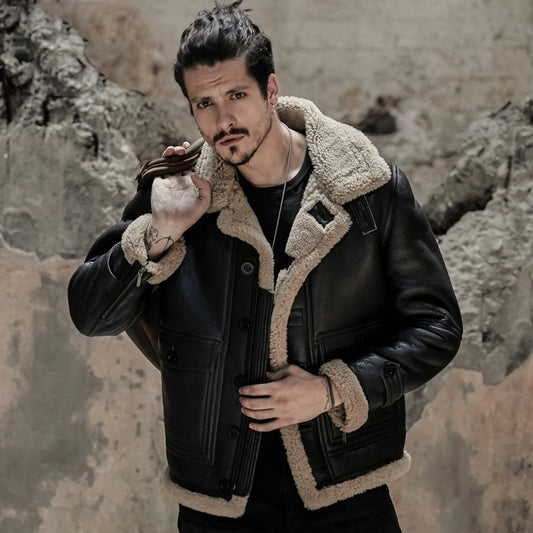 Genuine Leather Shearling Fur Lining and Trim Coats