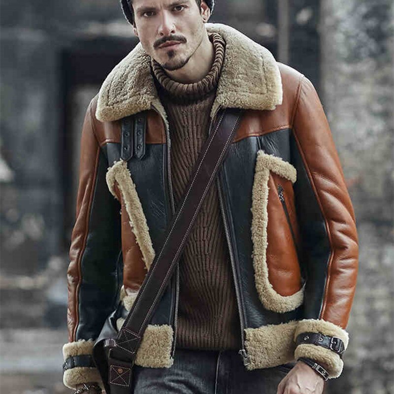 Genuine Leather Sherling Fur Lining Side Trim Coats