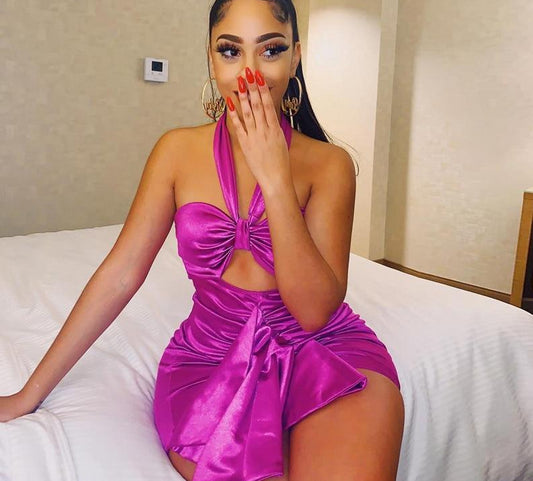 Satin Silk Ruffle Bodycon Dresses