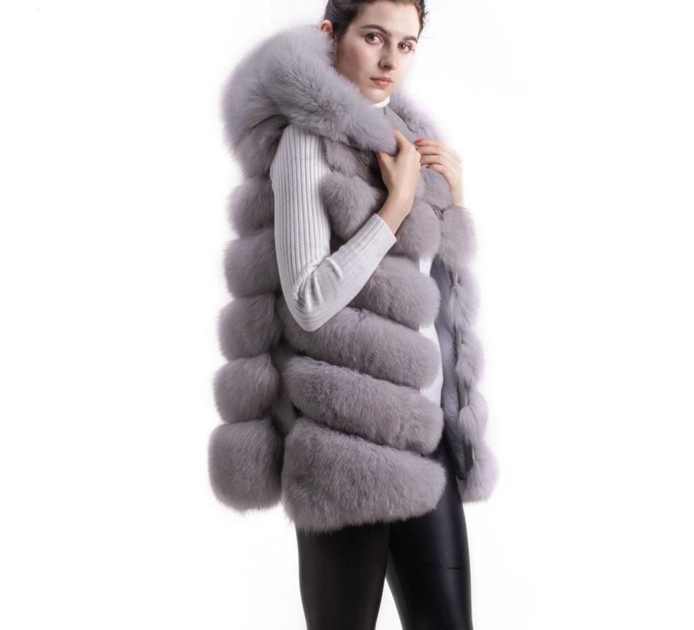 Full Pelt Real Fox Fur Hoodie Vests