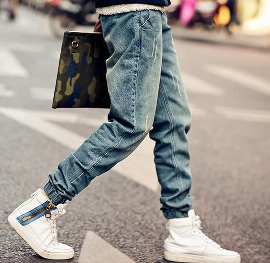 Slim Fit Destressed Jogger Denim Jeans