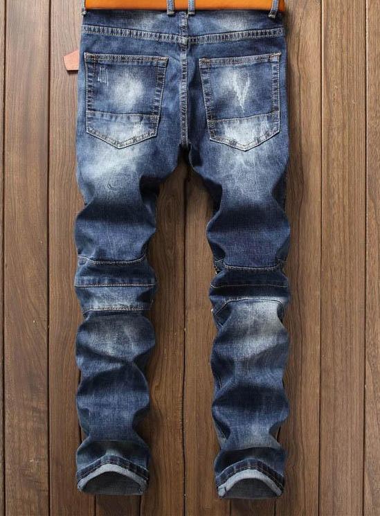 Zipper Slim Fit Denim Jeans