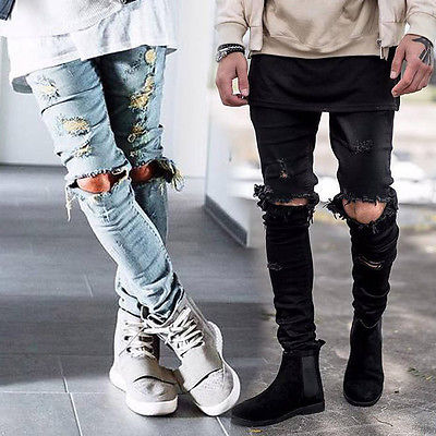 Ripped Skinny Slim Elastic Denim