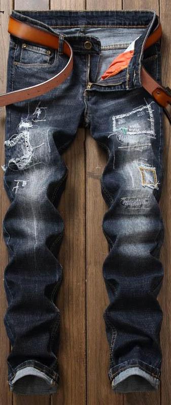 Slim Fit Ripped Denim Jeans
