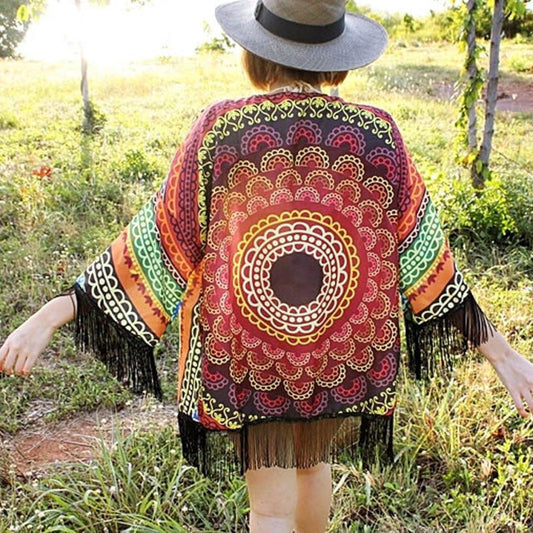 Sunflowers Printed Chiffon Shawl Kimono