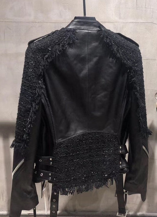 Genuine Leather Black Moto Jacket
