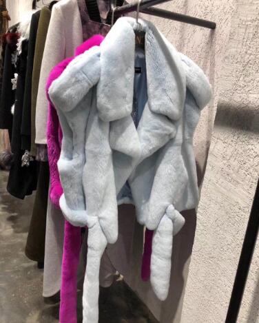 Fluffy Rex Rabbit Fur Robe Tie Vests (Multi-Colors)