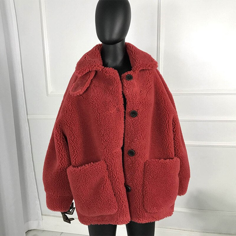 Teddy Bear Shearling Merino Sheep Fur Short Coats