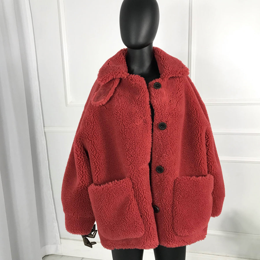 Teddy Bear Shearling Merino Sheep Fur Short Coats