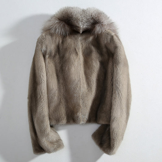 Genuine Mink Coat With Big Fur Collar